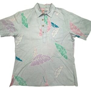 Vintage Malihini Hawaii Liberty House Hawaiian Button Popover Shirt Large